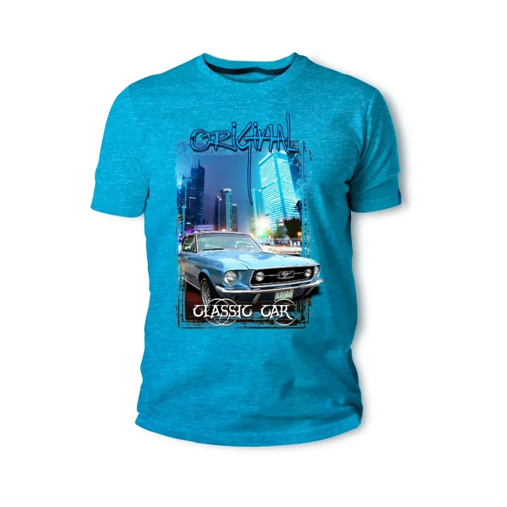 

T-Shirt American Classic Muscle Car Mustang Mod V8 Classic Blau Auto Youngtimer Oldtimer Herrent Shirt Discount 100 % Cotton