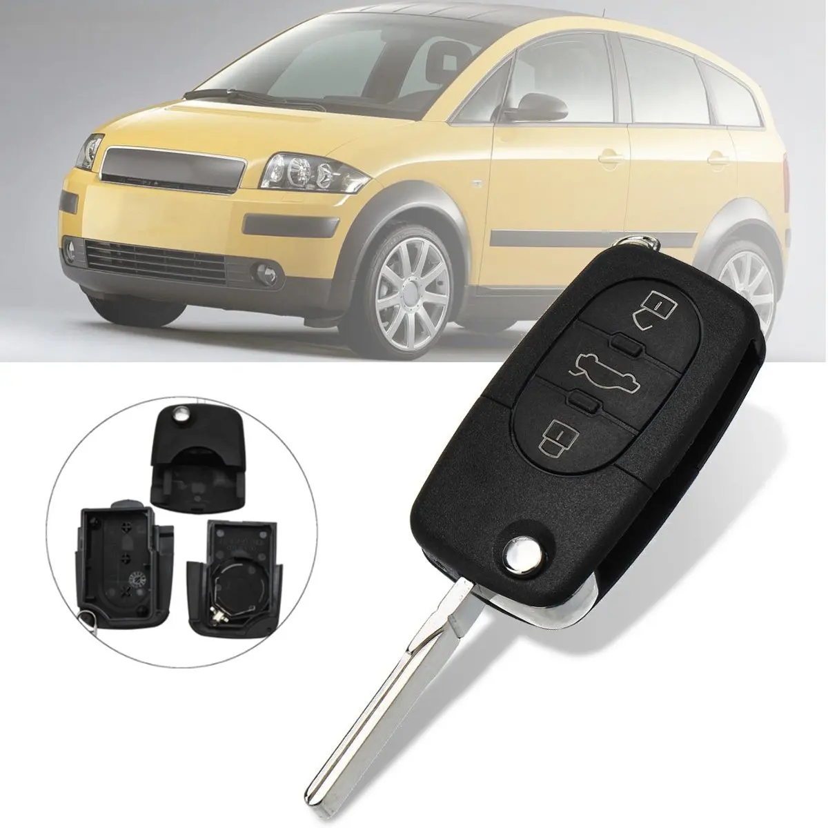 3 Buttons Black Flip Car Remote Folding Key Fob Case Shell W/ Uncut Blade Replacement Key For Audi A2 A3 A4 A6 A8 TT 1996-2006
3 Buttons Black Flip Car Remote Folding Key Fob Case Shell W/ Uncut Blade Replacement Key For Audi A2 A3 A4 A6 A8 TT 1996-2006
