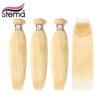 Stema 613 Blond Straight 3 Bundles with 4*4 Lace Closure Blonde Brazilian Remy Human Hair Bundle Weaves
Stema 613 Blond Straight 3 Bundles with 4*4 Lace Closure Blonde Brazilian Remy Human Hair Bundle Weaves