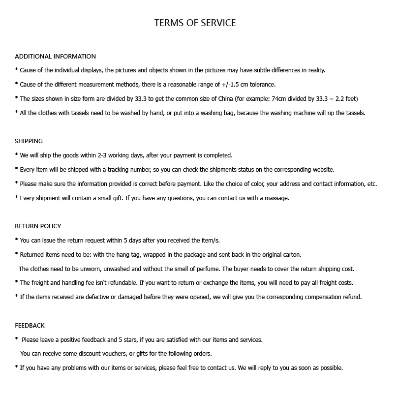 TERMS OF SERVICE