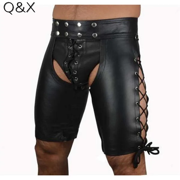 2018 S-2XL New Hot Black Mens Latex PVC Bondage Open Cortch Shorts Gothic Fetish Gay Men Faux Leather Lace Up Pants
2018 S-2XL New Hot Black Mens Latex PVC Bondage Open Cortch Shorts Gothic Fetish Gay Men Faux Leather Lace Up Pants