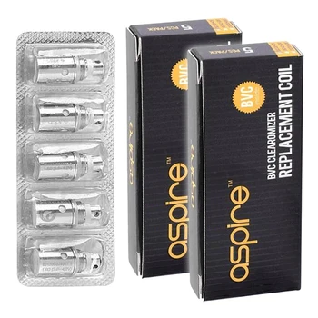 Authentic Aspire BVC 1.6 ohm Replacement Coil (10 Pieces) for Aspire K1, ET, CE-5, ET-S Atomizer Tank 
Authentic Aspire BVC 1.6 ohm Replacement Coil (10 Pieces) for Aspire K1, ET, CE-5, ET-S Atomizer Tank