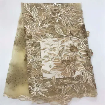 New Design African Lace Fabric With Beads Gold Lace Fabric 3D Flower High Quality For Nigerian Lace Fabrics For Dress F652-2
New Design African Lace Fabric With Beads Gold Lace Fabric 3D Flower High Quality For Nigerian Lace Fabrics For Dress F652-2