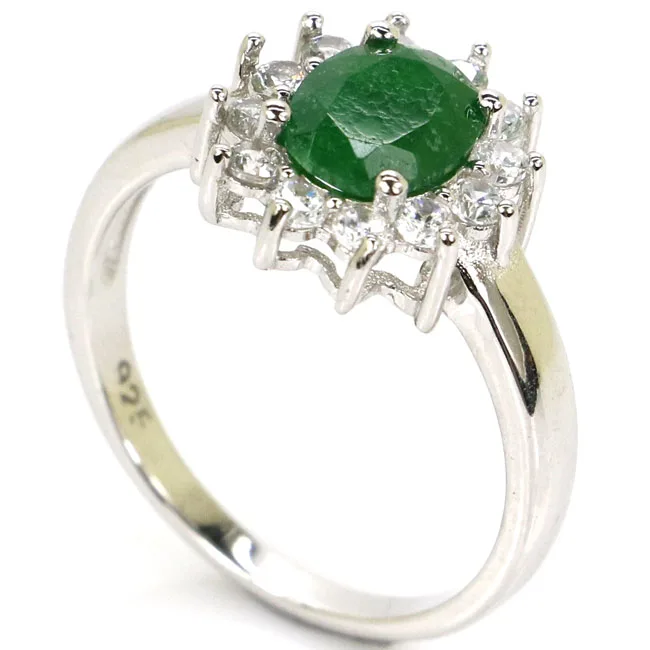 7.0# SheType 2.6g Real Green Emerald White CZ Gift For Ladies Real 925 Solid Sterling Silver Ring 13x12mm
7.0# SheType 2.6g Real Green Emerald White CZ Gift For Ladies Real 925 Solid Sterling Silver Ring 13x12mm