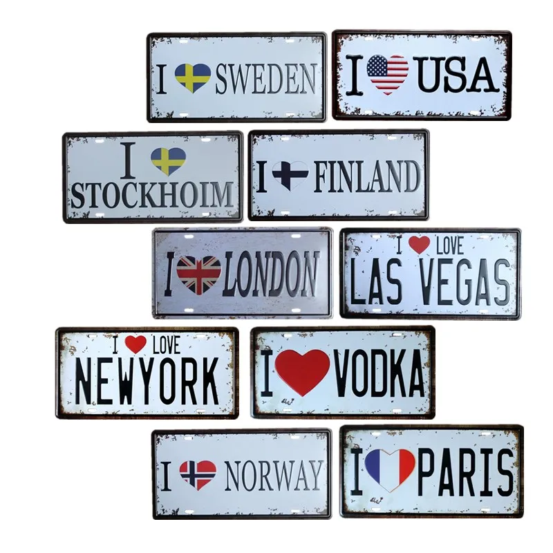 I Love Country/City Names Metal Sign Plaque Vintage License Plate Decoration Bar Pub Garage Decorative Home Decor 15x30 cm
I Love Country/City Names Metal Sign Plaque Vintage License Plate Decoration Bar Pub Garage Decorative Home Decor 15x30 cm