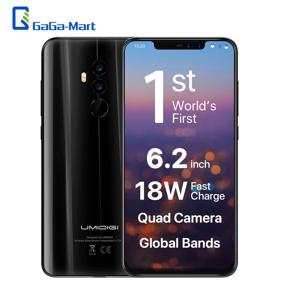 

UMIDIGI Z2 4G-LTE Smartphone 6GB 64GB Helio P23 Octa Core 6.2 inch Android 8.1 16MP Quad Cameras Face 3850mAh smartphone