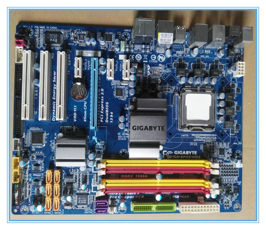 Оригинальная б/у рабочего Материнская плата для Gigabyte GA-EP45-UD3 P45 Поддержка LGA 775 4 * DDR2