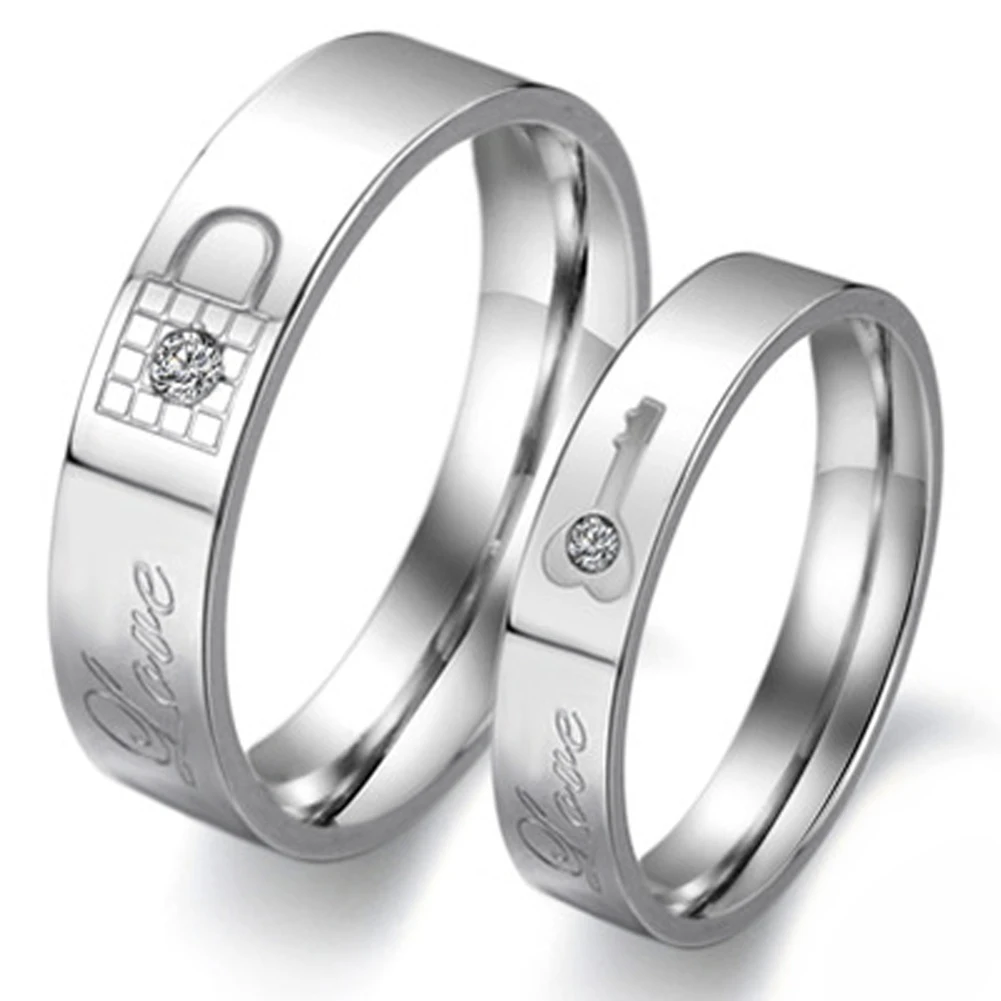 1 шт. модные стразы кольцо с любовным замком титановая сталь обручальное для пары