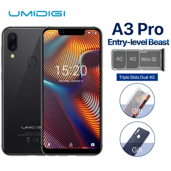 

UMIDIGI A3 Pro 5.7"19:9 FullScreen smartphone 3GB+32GB Quad core Android 8.1 12MP+5MP Face Unlock Dual 4G Cell phone