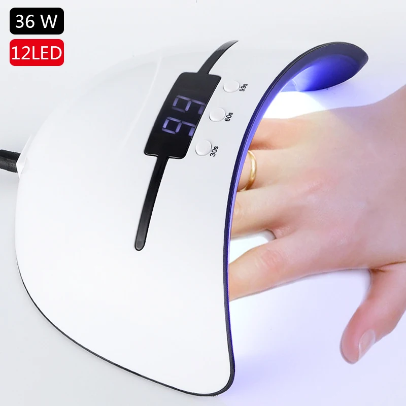 36W Nail Lamp Nail Dryer For All UV Gel Polish 12 Leds UV Lamp for Nail Machine Curing 30/60/90s Timer USB Portable Sensor Lamps
36W Nail Lamp Nail Dryer For All UV Gel Polish 12 Leds UV Lamp for Nail Machine Curing 30/60/90s Timer USB Portable Sensor Lamps