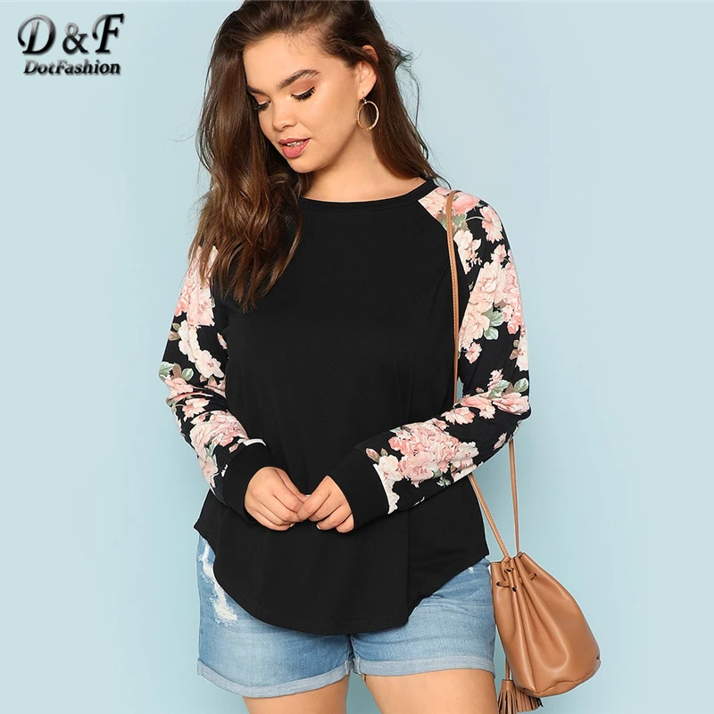 Dotfashion Plus Size Black Round Neck Floral Raglan Sleeve Tops Women Casual Tee 2019 Autumn Long Sleeve Clothing Spring T-Shirt
Dotfashion Plus Size Black Round Neck Floral Raglan Sleeve Tops Women Casual Tee 2019 Autumn Long Sleeve Clothing Spring T-Shirt