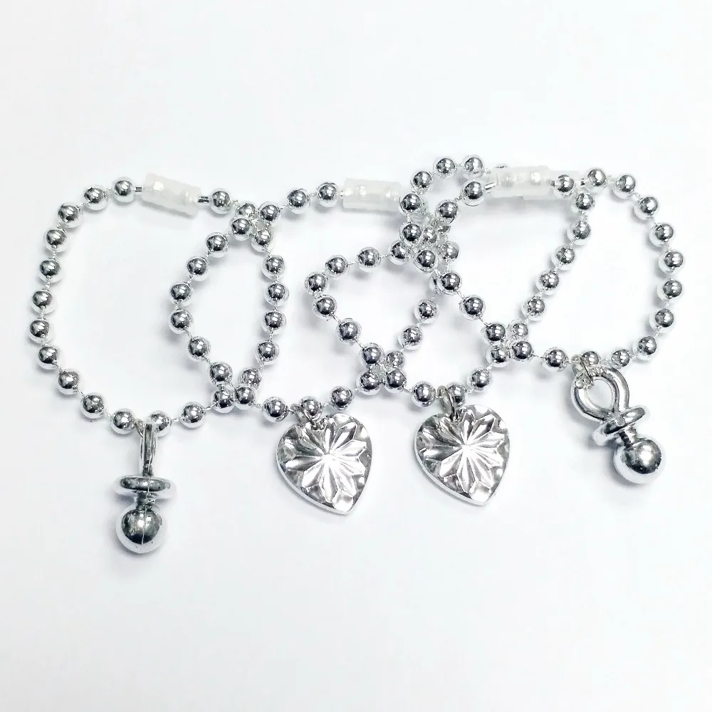 pacifier & heart silver bracelet - 3.5g