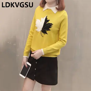 2018 Fashion New Autumn Winter Women Pullover Sweaters High Quality Lapel Maple Leaf Pattern Short Knitted Sweater Female Is734
2018 Fashion New Autumn Winter Women Pullover Sweaters High Quality Lapel Maple Leaf Pattern Short Knitted Sweater Female Is734