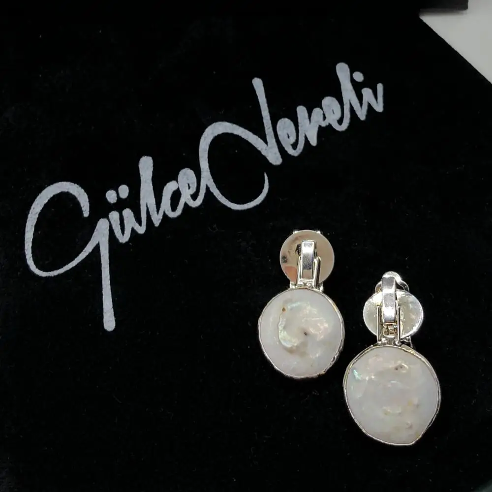 GULCE DERELI, PEARL EARRINGS, CLIP EARRINGS, CHARM EARRINGS, GIFT BOX, GOLD/SILVER PLATED