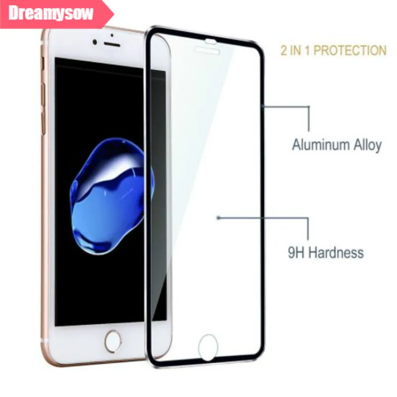

3D Aluminum alloy 9H Full screen Tempered glass For iphone 6 6S 7 Plus 5 5S SE protector protective guard film for iPhone7 7plus