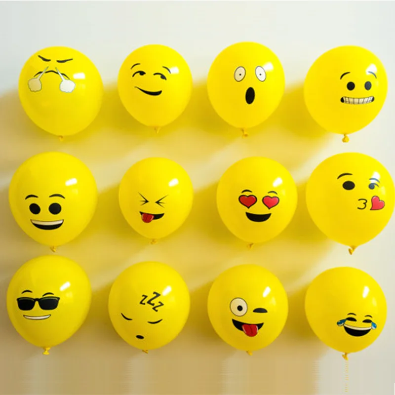 

10pcs 12-inch emoji latex balloons birthday party decorations kids toys Emotional expression supplies helium balloon