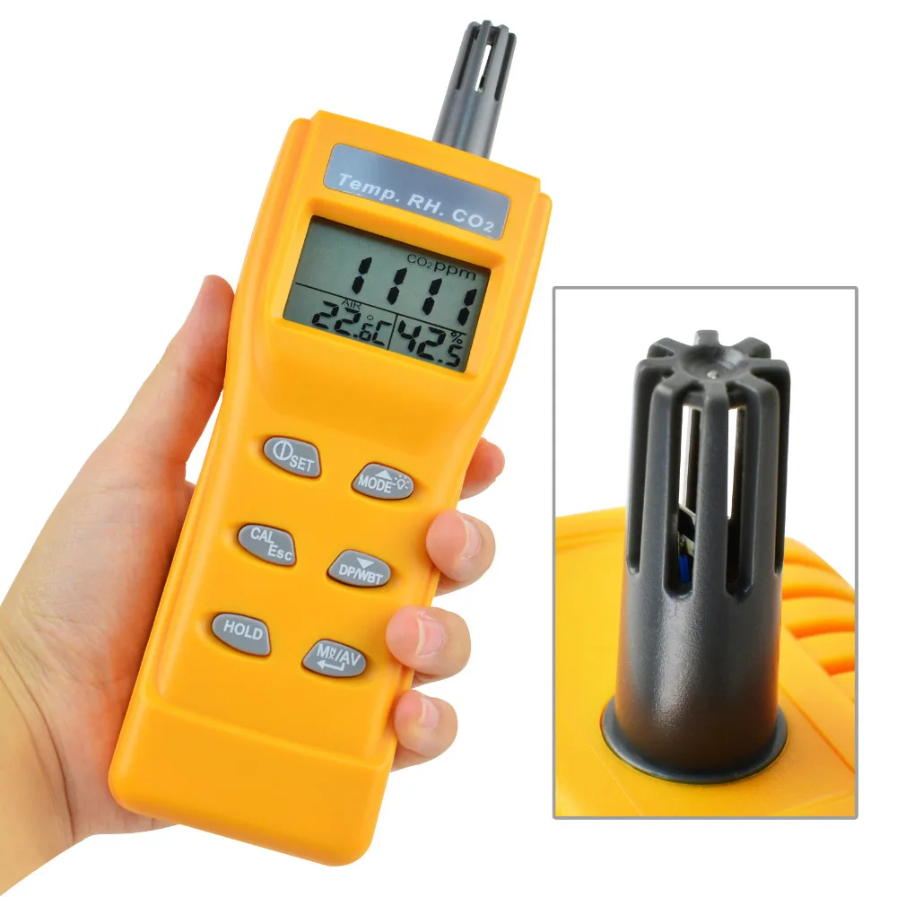 Digital Indoor Air Quality Meter Carbon Dioxide (CO2) Tester 0~9999ppm Range Temperature Humidity NDIR Sensor CO2 WB DP Tester
Digital Indoor Air Quality Meter Carbon Dioxide (CO2) Tester 0~9999ppm Range Temperature Humidity NDIR Sensor CO2 WB DP Tester