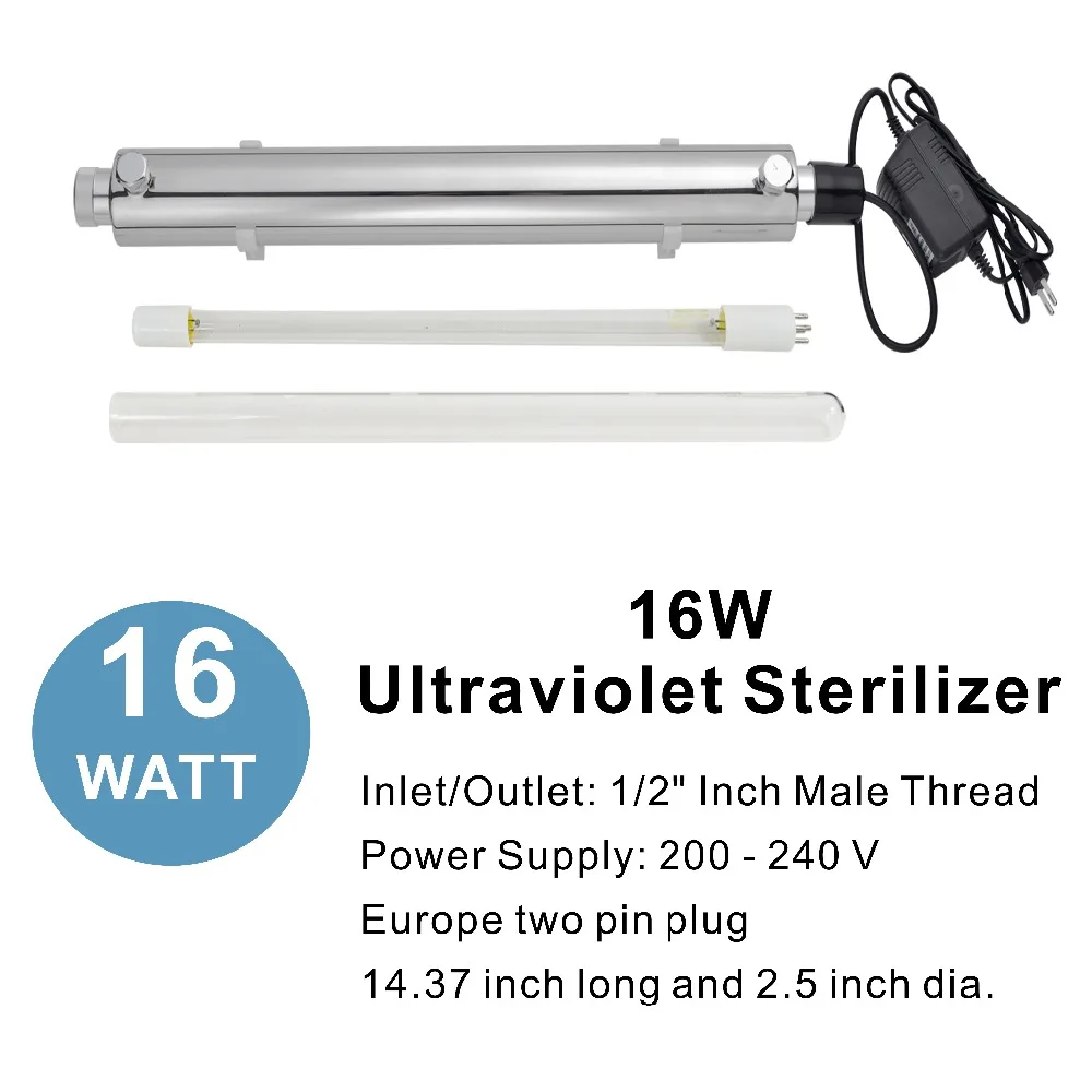 

16W UV Sterlizer with Power 200 - 220V & Europe Two-pin plug for water purification