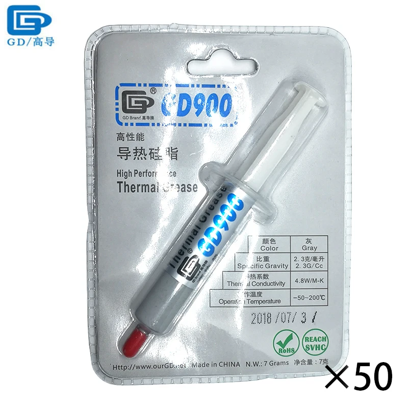GD900 Thermal Conductive Grease Paste Silicone Plaster Heat Sink Compound 50 Pieces Net Weight 7 Grams High Performance Gray BR7
GD900 Thermal Conductive Grease Paste Silicone Plaster Heat Sink Compound 50 Pieces Net Weight 7 Grams High Performance Gray BR7