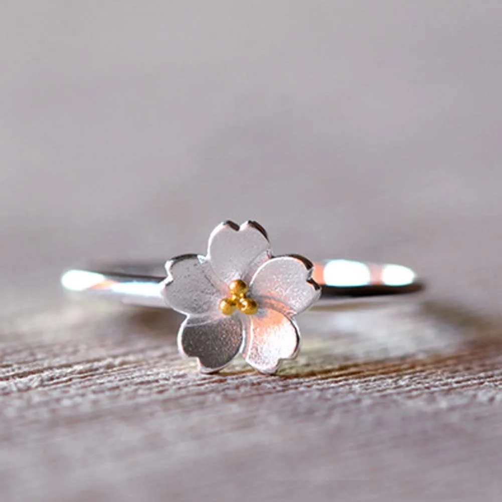 Silver Color Rings Gold Color Sakura Flowers Ring For Women Jewelry Gift Finger Open Rings New
Silver Color Rings Gold Color Sakura Flowers Ring For Women Jewelry Gift Finger Open Rings New