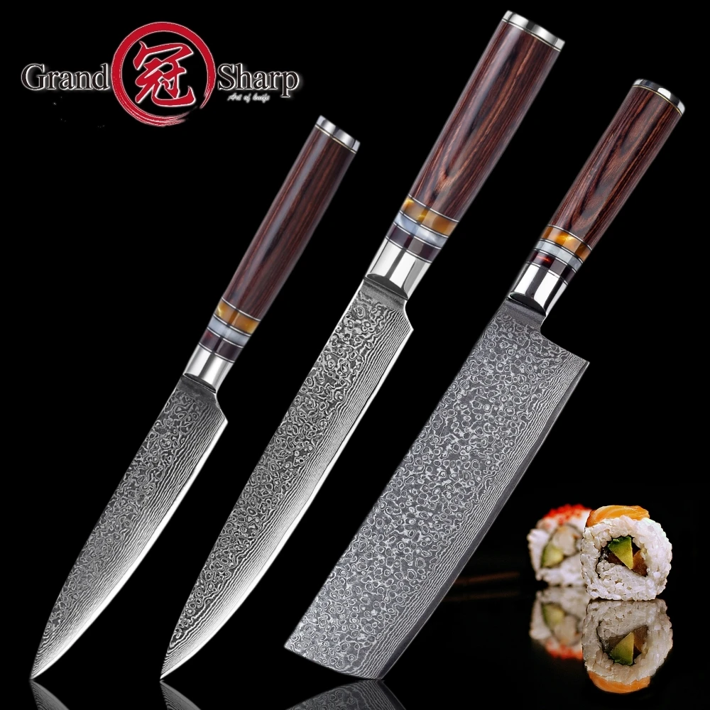 3 Pcs Damascus Knife Set Nakiri Slicing Utility Chef Kitchen Knives Japanese Damascus 67 layers High Carbon Stainless Steel Tool
3 Pcs Damascus Knife Set Nakiri Slicing Utility Chef Kitchen Knives Japanese Damascus 67 layers High Carbon Stainless Steel Tool