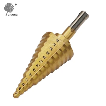 JIGONG HSS 4241 Steel Large Step Cone Hex Shank Coated Metal Drill Bit Cut Tool Set Hole Cutter 6-35mm