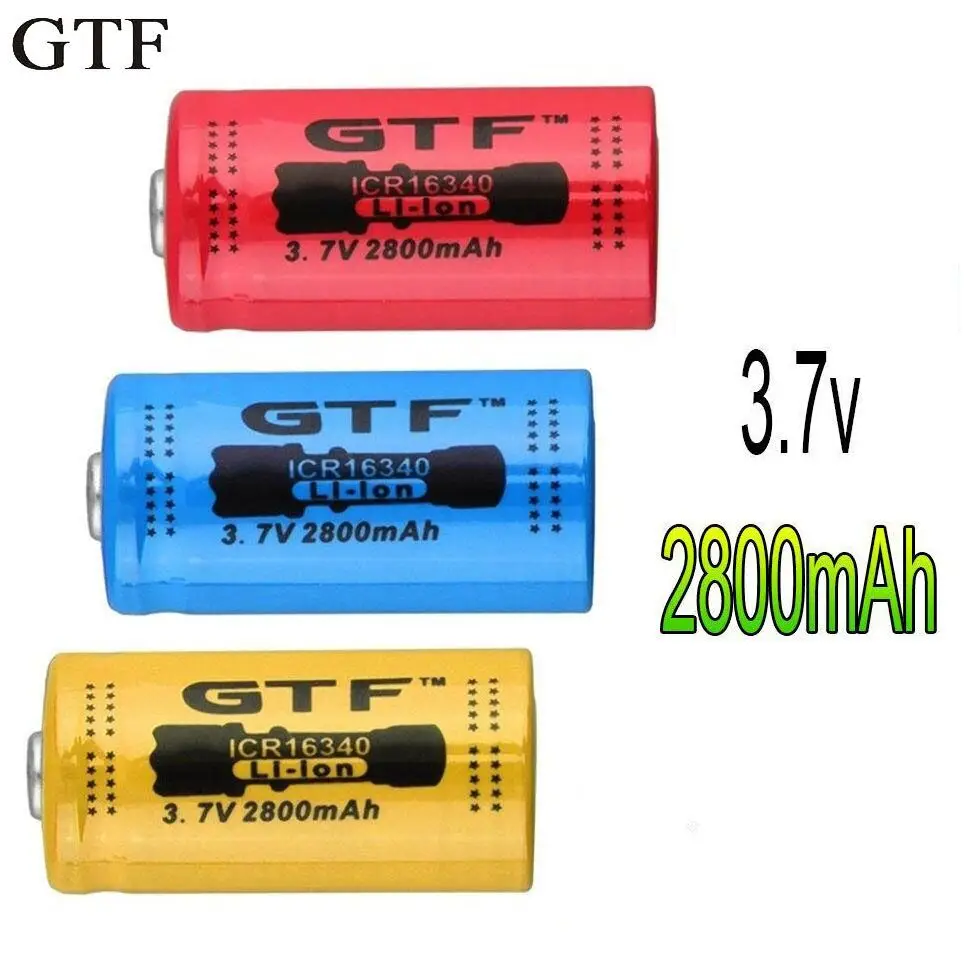 GTF 1pcs*2800mAh 16340 Battery CR123A 3.7v Red Li-ion Rechargeable Battery For flash light
GTF 1pcs*2800mAh 16340 Battery CR123A 3.7v Red Li-ion Rechargeable Battery For flash light