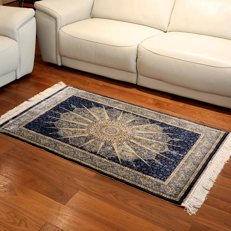 230 Line 3'x 4.5' Hand Knotted Silk Carpet Blue Sun Persian Handmade Carpets and Rugs Living Room
230 Line 3'x 4.5' Hand Knotted Silk Carpet Blue Sun Persian Handmade Carpets and Rugs Living Room
