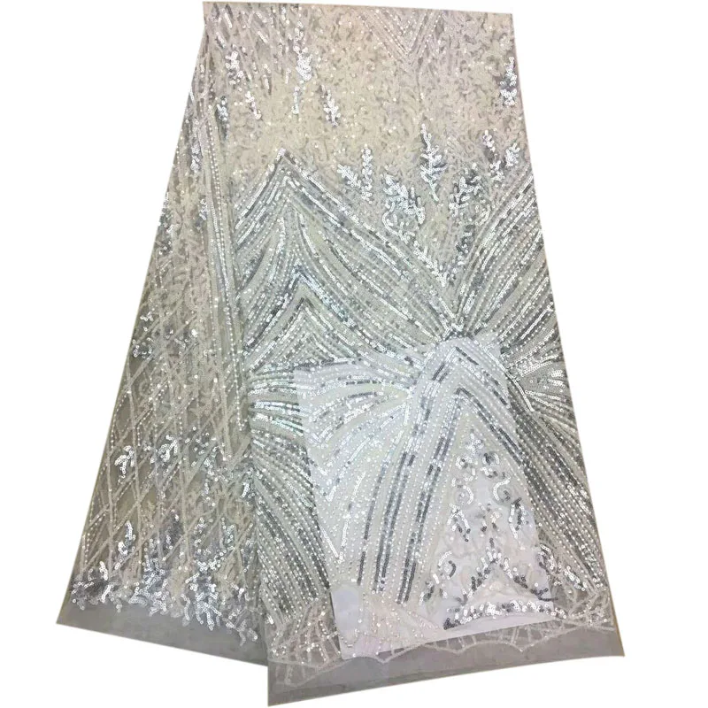 Hot Selling 5 Yards Latest High Quality African Tulle Lace Fabric 2018 Embroidered French Net Lace Sequin Lace Fabric X895-5 
Hot Selling 5 Yards Latest High Quality African Tulle Lace Fabric 2018 Embroidered French Net Lace Sequin Lace Fabric X895-5