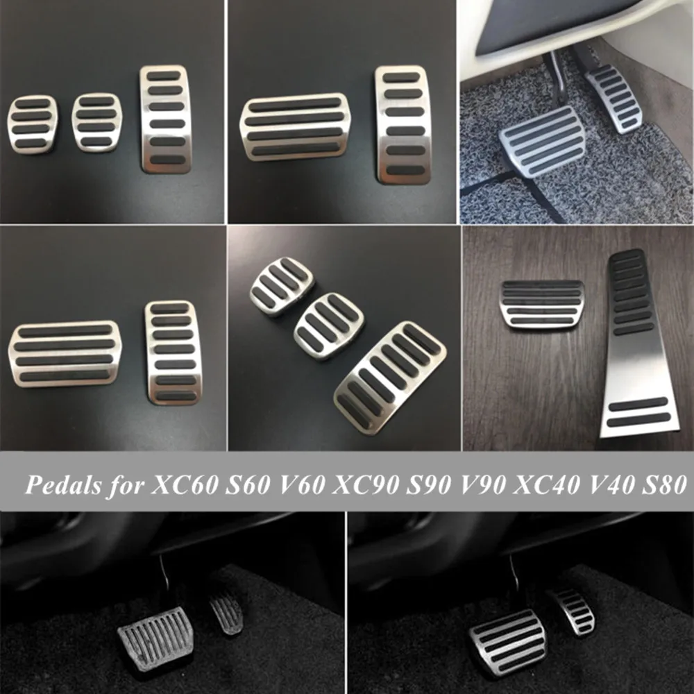 

For Volvo XC60 S60 V60 S80 XC90 S90 V90 XC40 V40 S40 C30 Gas Fuel Accelerator Clutch Brake Foot Pedal Pad Plate Trim Cover AT MT