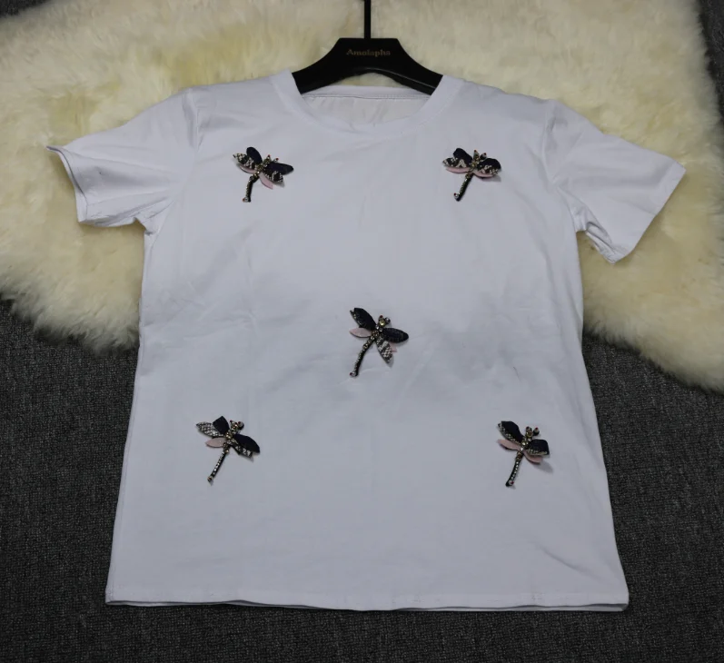 Amolapha Women Dragonfly Embroidery T-shirt Tops Diamonds Summer Female Woman Casual Tshirt Pullovers
Amolapha Women Dragonfly Embroidery T-shirt Tops Diamonds Summer Female Woman Casual Tshirt Pullovers