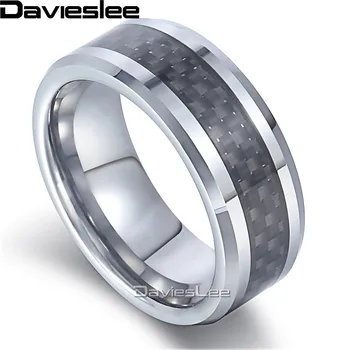 Davieslee Mens Boys Black Plaid Fiber Inlay Band Ring Tungsten Carbide Wedding Engagement Silver Color 8mm LTR17
Davieslee Mens Boys Black Plaid Fiber Inlay Band Ring Tungsten Carbide Wedding Engagement Silver Color 8mm LTR17