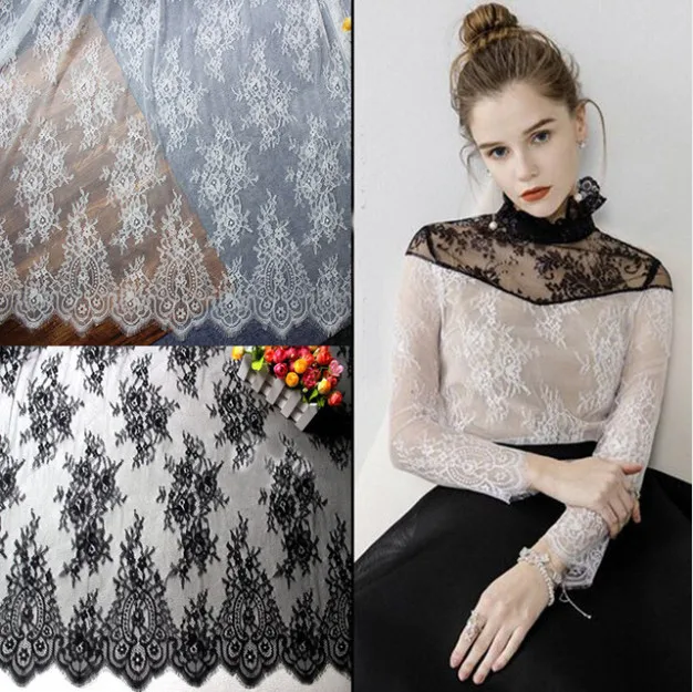 Width 150cm White Black Floral Embroidered Eyelash Lace Ribbon for Garment Decoration and DIY Craft Lace Trimming 3meters/lot
Width 150cm White Black Floral Embroidered Eyelash Lace Ribbon for Garment Decoration and DIY Craft Lace Trimming 3meters/lot