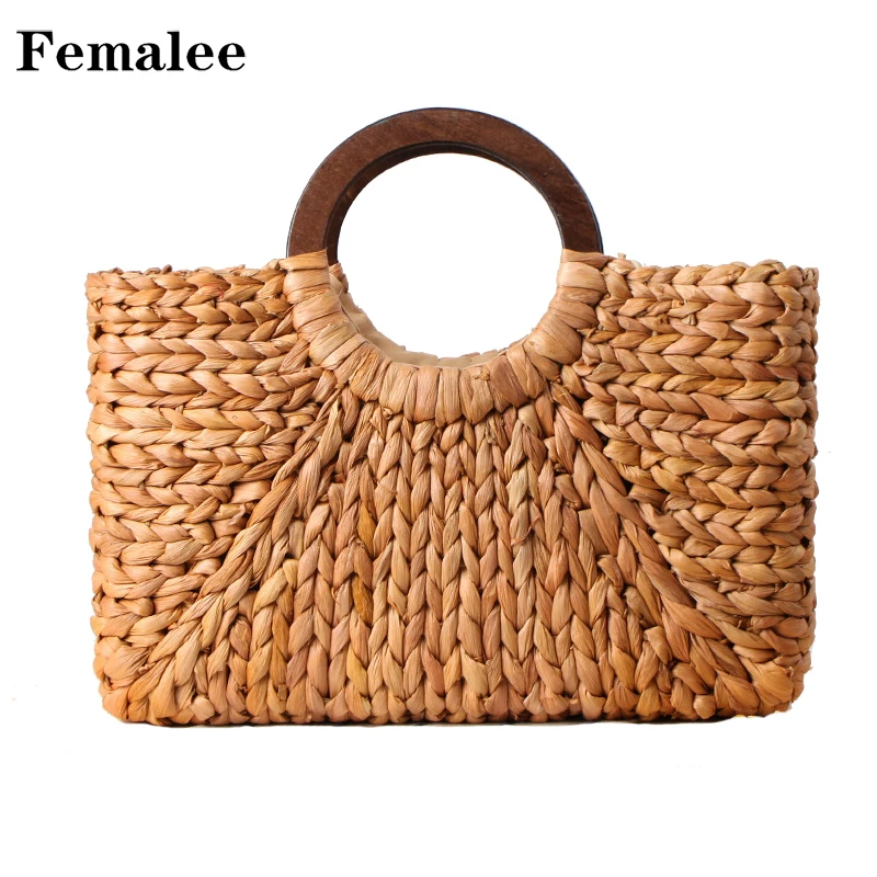FEMALEE Rectangle Rattan Totes INS Vintage Women Bohemian Fashion Handbag Top-Handle Concise Braided Bag Large Wood Handle Bags
FEMALEE Rectangle Rattan Totes INS Vintage Women Bohemian Fashion Handbag Top-Handle Concise Braided Bag Large Wood Handle Bags