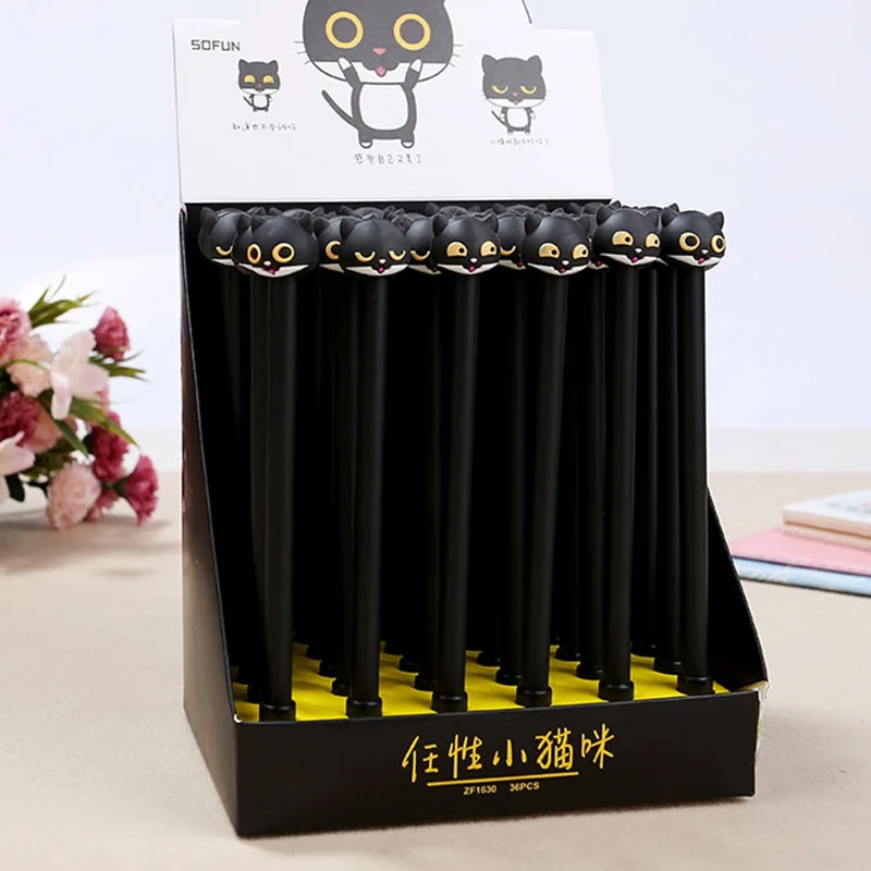 36 pcs/lot Black Cat gel pen Cute 0.5 mm black ink pens for writing Promotional gift stationery school office supplies escolar
36 pcs/lot Black Cat gel pen Cute 0.5 mm black ink pens for writing Promotional gift stationery school office supplies escolar