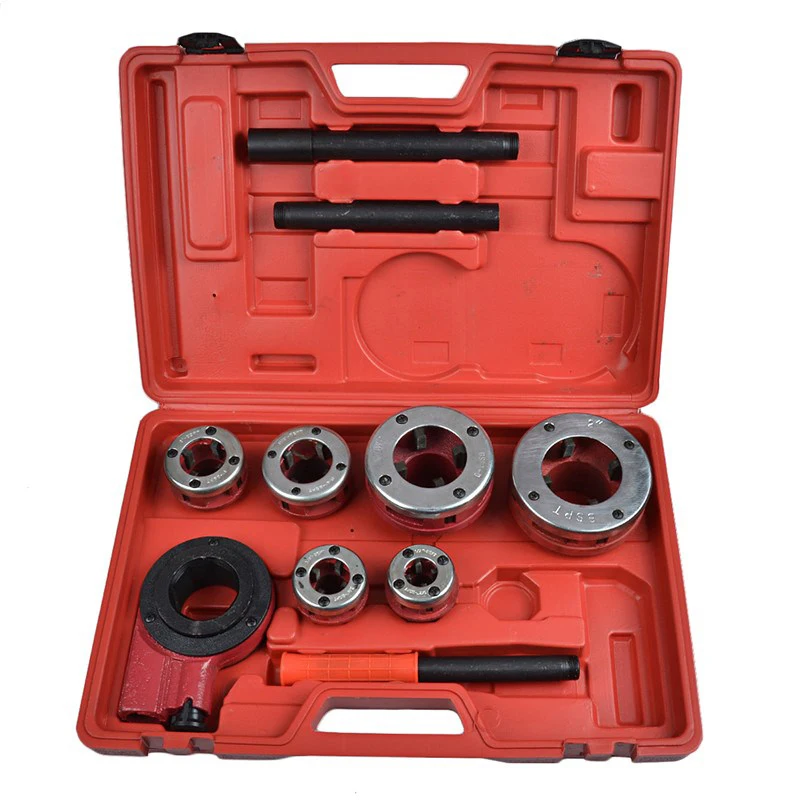 

Updated Version New Ratchet Ratcheting Pipe Threader Kit Set w/ 6 Dies and Storage Case With Black Toolbox