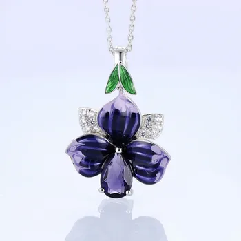 Buyee 925 Sterling Silver Fashion Necklace Shiny Zircon and Deep Purple Enamel Flower Pendant Necklace for Women Wedding Jewelry
Buyee 925 Sterling Silver Fashion Necklace Shiny Zircon and Deep Purple Enamel Flower Pendant Necklace for Women Wedding Jewelry