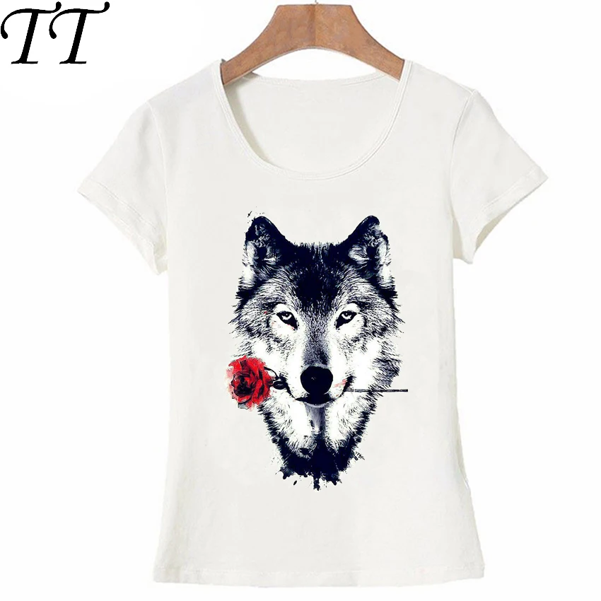 2018 Summer animal design cute women short sleeve funny wolf with a rose print T-Shirt female casual Tops hipster girl Tees
2018 Summer animal design cute women short sleeve funny wolf with a rose print T-Shirt female casual Tops hipster girl Tees