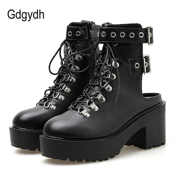 Gdgydh European Women Slingback High Heel Ankle Boots Summer Shoes Booties Sexy Rivet Chunky Heel Lace up Gothic Black Leather
Gdgydh European Women Slingback High Heel Ankle Boots Summer Shoes Booties Sexy Rivet Chunky Heel Lace up Gothic Black Leather