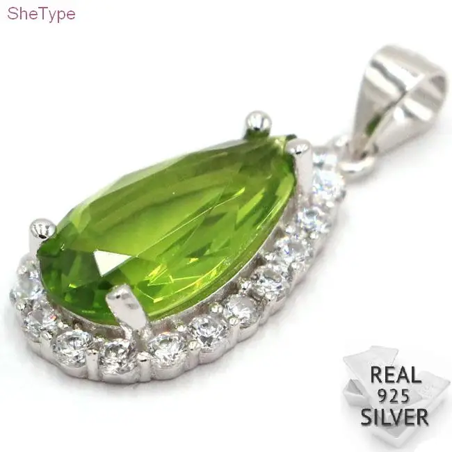 SheType Drop Water 3.14g Green Peridot CZ Gift For Girls 925 Solid Sterling Silver Pendant 21x12mm
SheType Drop Water 3.14g Green Peridot CZ Gift For Girls 925 Solid Sterling Silver Pendant 21x12mm