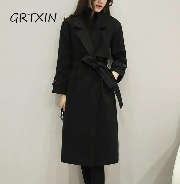GRTXIN 2018 Fall Winter Women Simple Cashmere Maxi Long belt Robe Coat Female Woolen Outerwear
GRTXIN 2018 Fall Winter Women Simple Cashmere Maxi Long belt Robe Coat Female Woolen Outerwear