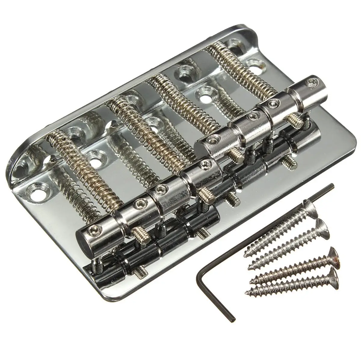New Silver Metal 4 String Bass Bridge Chrome Vintage Style Bridge For Fender Jazz or P Bass Guitar With 4 Screws+Bridge+Wrenches
New Silver Metal 4 String Bass Bridge Chrome Vintage Style Bridge For Fender Jazz or P Bass Guitar With 4 Screws+Bridge+Wrenches