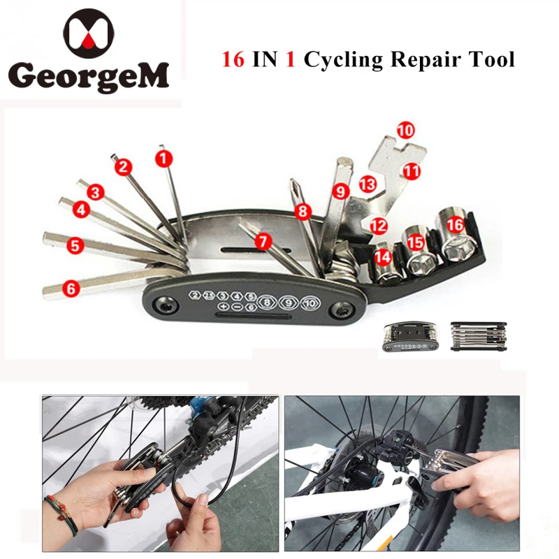 GeorgeM Mini Portable 16 in 1 Multifunction Bicycle Tools Mountain Bike Tools Kit Hex Spoke Fly Cycling Repair Screwdriver Tools
GeorgeM Mini Portable 16 in 1 Multifunction Bicycle Tools Mountain Bike Tools Kit Hex Spoke Fly Cycling Repair Screwdriver Tools