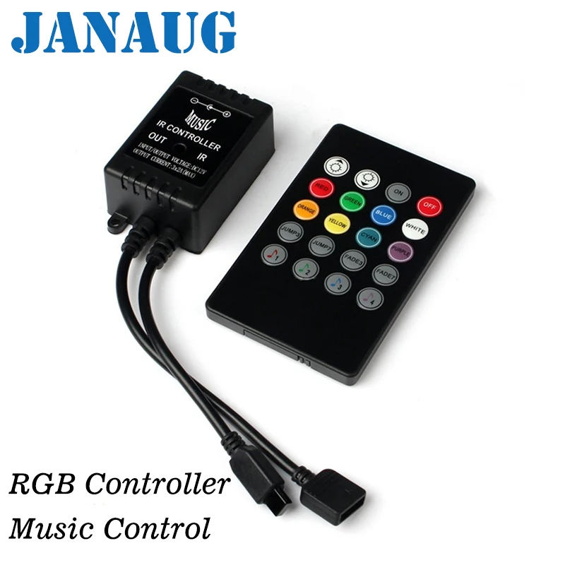 LED Controller Music 20 Key 12-24V 72W Music IR Controller LED RGB Music Controller Sound Sensor Remote Black for RGB LED Strips
LED Controller Music 20 Key 12-24V 72W Music IR Controller LED RGB Music Controller Sound Sensor Remote Black for RGB LED Strips