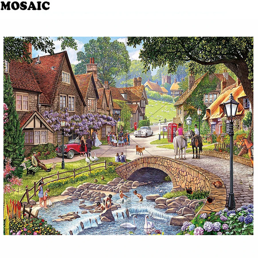 5D Mosaic Diamond Painting Embroidery Summer day landscape Full Drill Rhinestones Home Decor Accessories Gifts E116 | Дом и сад