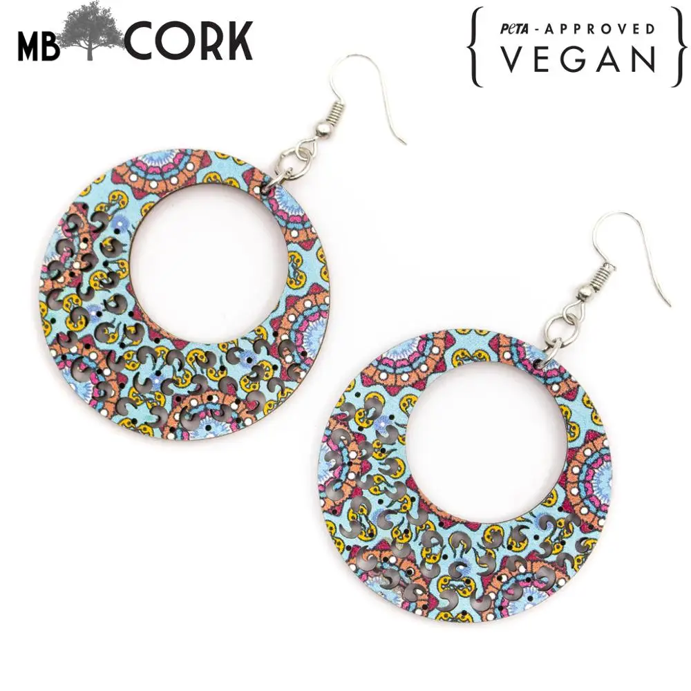 wood earrings Round blue color printed earrings Original handmade ladies earrings-ER-097
wood earrings Round blue color printed earrings Original handmade ladies earrings-ER-097