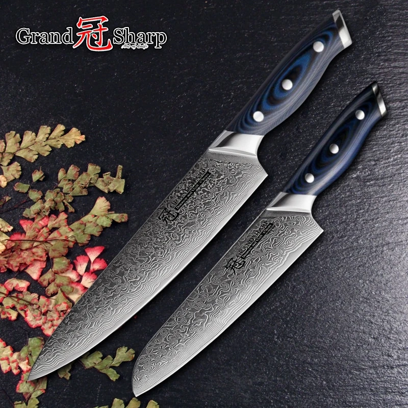 GRANDSHARP 2pcs Damascus Knife Set 67 Layers Japanese Damascus Steel vg10 Chef Santoku Kitchen Knives Cleaver FREE SHIPPING GIFT
GRANDSHARP 2pcs Damascus Knife Set 67 Layers Japanese Damascus Steel vg10 Chef Santoku Kitchen Knives Cleaver FREE SHIPPING GIFT