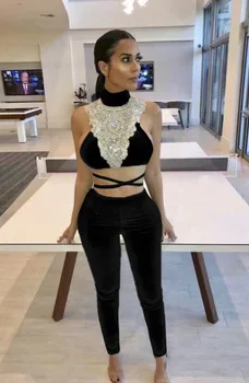 Gothic Sexy Women Sets Black Diamonds Rayon Bandage Evening Full Party Sets Hot Sale
Gothic Sexy Women Sets Black Diamonds Rayon Bandage Evening Full Party Sets Hot Sale