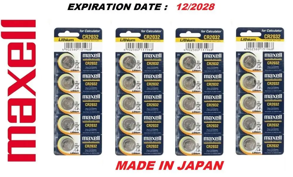4 LOT/20 PCS Maxell CR2032 220mAh 3V Lithium Coin Cell Battery _ Made In Japan 12/2028
4 LOT/20 PCS Maxell CR2032 220mAh 3V Lithium Coin Cell Battery _ Made In Japan 12/2028
