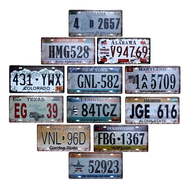 American License Plate USA Decorative Signs Plaque Vintage Metal Coffee Bar Decoration Home Decor 15x30 cm
American License Plate USA Decorative Signs Plaque Vintage Metal Coffee Bar Decoration Home Decor 15x30 cm